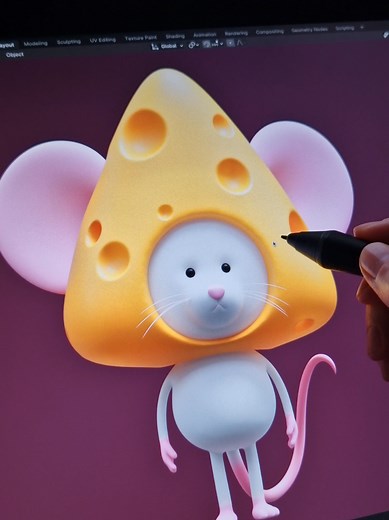 3D Mouse🐁 #3d #3dmodeling #3dsculpting #3dcharacter #3dart #blender3d #displaytablet #xppen