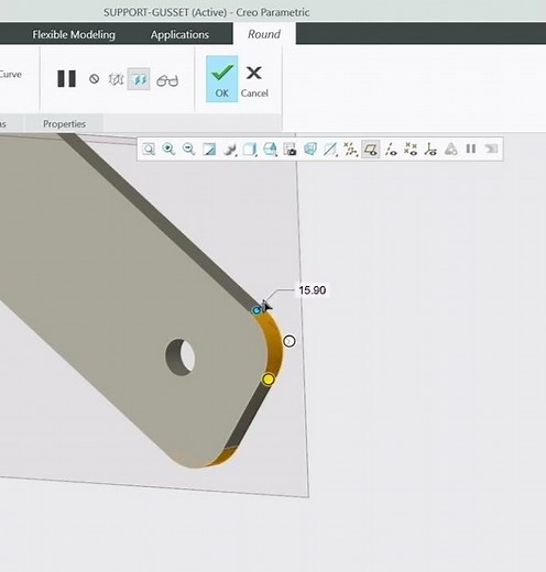 creo 11 round function #3dmodelingsoftware #cadtutorial #creoparametric