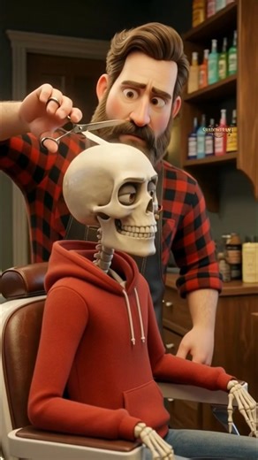 Skeleton Gets a Haircut for the First Time 💀✂️ (Funniest Barbershop Animation Ever)