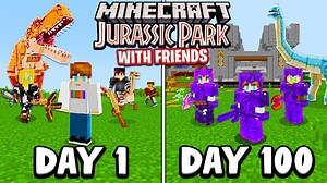 I Survived 100 Days in JURASSIC PARK Minecraft With FRIENDS…