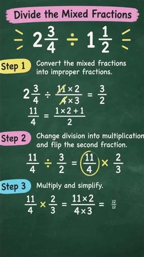 Division of mixed fraction step by step #maths #mathematics #mathstricks