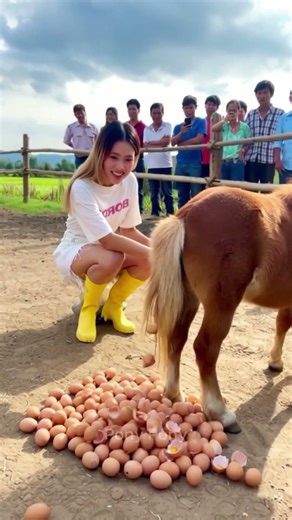 A horse giving birth to chicken eggs? Unbelievable! This isn't a horse anymore! #pony #ai #viral ...