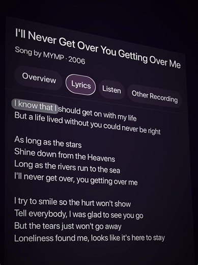 I'll Never Get Over You Getting Over Me 🎧🎶 #lyrics #music #mymp #foryou #lyriqueenn