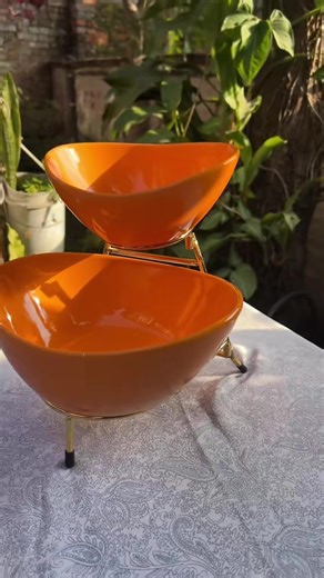 Elegant 2-Tier Ceramic Tray with Metal Stand