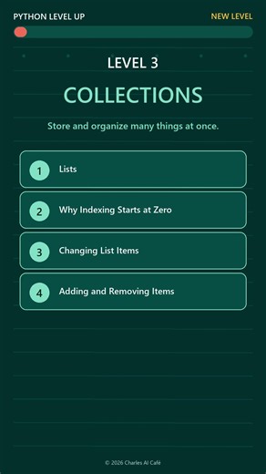 🚀 Welcome to Level 3: COLLECTIONS — the Inventory stage of Python Level Up!