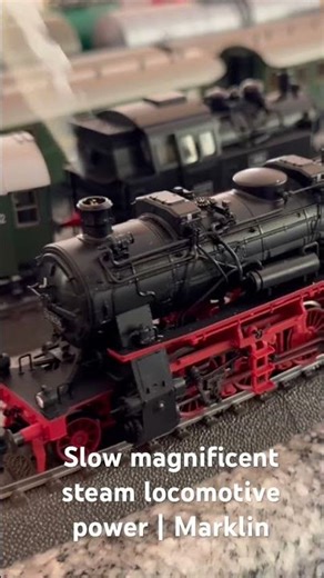 Incredible slow-motion power from a tiny steam engine #modeltrains #asmr