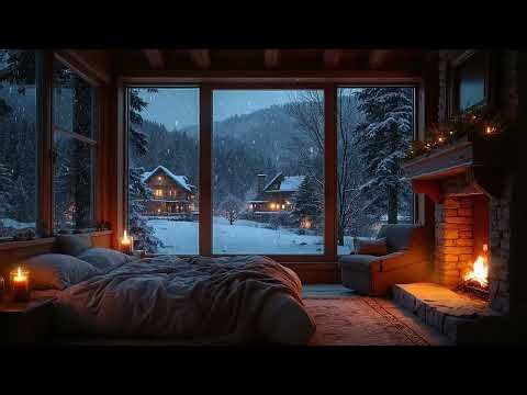 Peaceful Nights – Snowfall & Fireplace Ambience for Deep Sleep,Insomnia Relief & Cozy Winter Comfort