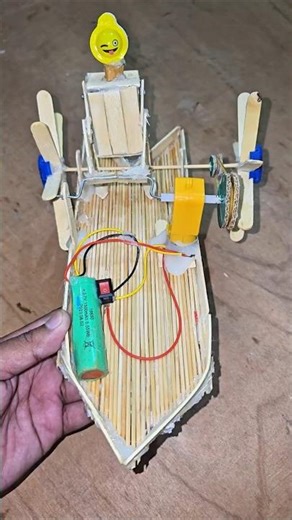 Homemade Paddle Dc motor Boat/diy popsicle stick paddle boat #paddler #dcmotor #diy #shorts