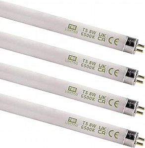 TBE LIGHTING 8w / 12 inch Daylight White 6500K Tubes - F8T5/D Fluorescent Tube Lamps 288mm / 12''- CFL Bulbs - G5 2-Pin Base Fittings - T5 High Efficiency Lamps (4-Pack)