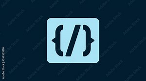 White Programming language syntax icon isolated on blue background. Syntax programming file system. 4K Video motion graphic animation Stock Video