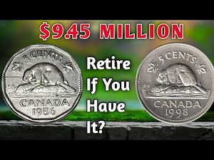 Canadian 5 Cents Coins 1956 & 1998 Evolution of the Nickel Beaver Design