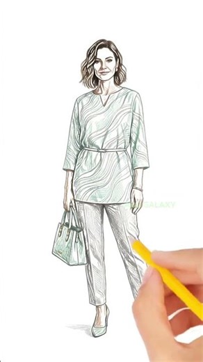 Mint Grace 🌿 Elegant Patterned Office Look — Modest & Stylish