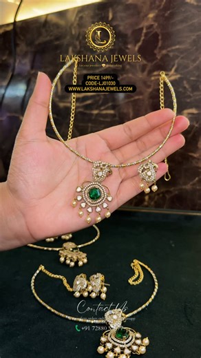 Lakshana Jewels on Instagram: "✨Order Code LJ01030- Price 1490/-Plus shipping ✨ For Order website www.lakshanajewels.com For inquiry please DM or WhatsApp us 7288052577 . . . . #jewellery#kundanjewellery#polkijewellery#exclusivjewellery#elegantjewelrytrendingjewellerypolkikundanjewelrydesignedbyexpertshandcraftedjewelrybridaljewelleryweddingjewellerysouthindianjewelleryindianjewellery"