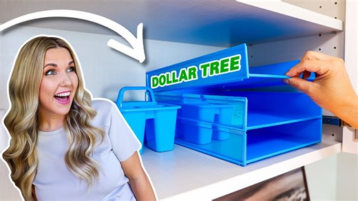 Put a Dollar Store tray in your cabinet – this is brilliant!