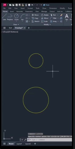 طريقة رسم قوس بين دائرتين في أوتوكاد