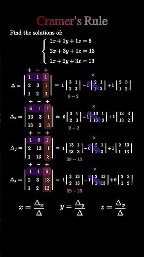Cramer's Rule for 3x3 Systems |FullWalkthrough! #cramersrule #linearalgebra#matrix #determinants
