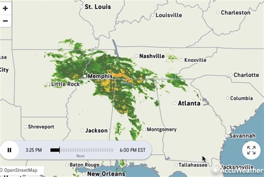 AccuWeather Tennessee Statewide Radar Scan at 3:34pm CT. #Tennessee #Nashville #Memphis #Chattanooga #Knoxville #TDOT #Traffic #Weather https://accuweather.com/en/us/chattanooga/37402/weather-radar/331086… | On Time Traffic