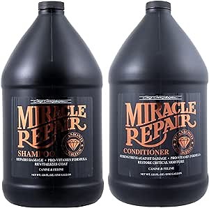 Chris Christensen Diamond Series Miracle Repair Bundle - Miracle Repair Conditioner, Maximum Moisuture, Repair Coat, 128 oz. - Miracle Repair Shampoo, Pro-Vitamin Formula, Repair Coat, 128 oz.