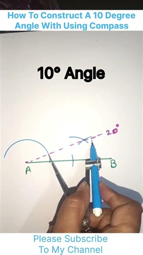 How to Construct 10° angle using compass 10° angle #youtube#trending #ytshorts #viral #maths #learn