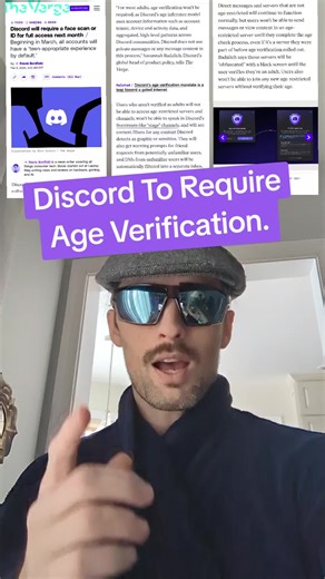 discord chat will be requiring users to verify their age. Major privacy concern to users. Some existing users may have determination algorithmically, but many will need to submit their identification and or rely on biometrics / facial recognition. #discord #ageverification #privacymatters #digitalID #cybernews