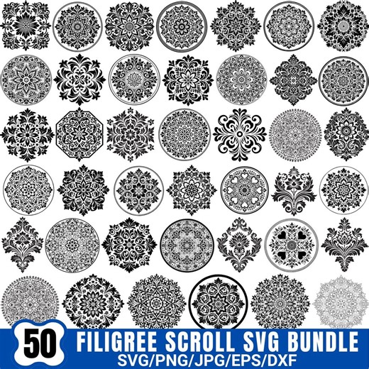 Filigree Scroll SVG Bundle, Vintage Flourish Ornaments, Laser Cut SVG, Decorative Borders, Filigree Scroll SVG, Flourish Svg, Cut for Cricut - Etsy UK