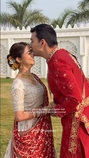 Indian Bride First Look | Groom's Reaction | Couple Goals | Romantic Couple | Bridal Lehenga #shorts