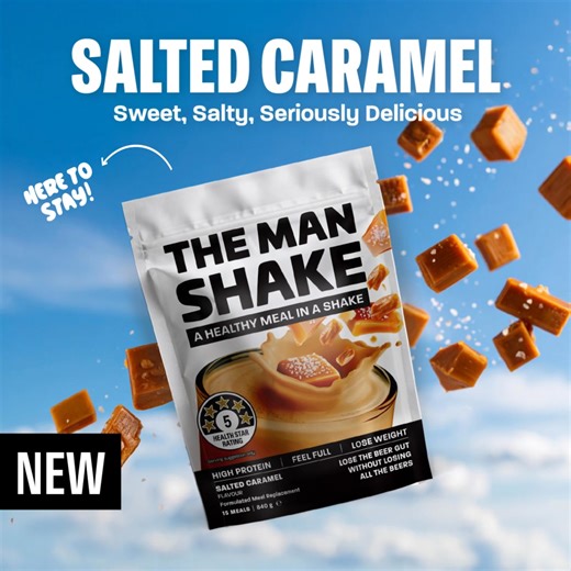 Why choose The Man Shake? 🥤 ✔️ 30g of high-quality protein to keep you feeling full for longer. ✔️ Low sugar to support your weight loss goals. ✔️ A full meal replacement that's so simple - just shake and go. ✔️ Formulated to help you lose the beer gut without giving up the beers. Now available in NEW Salted Caramel – sweet, salty, seriously delicious. The shake that works as hard as you do. | The MAN Shake