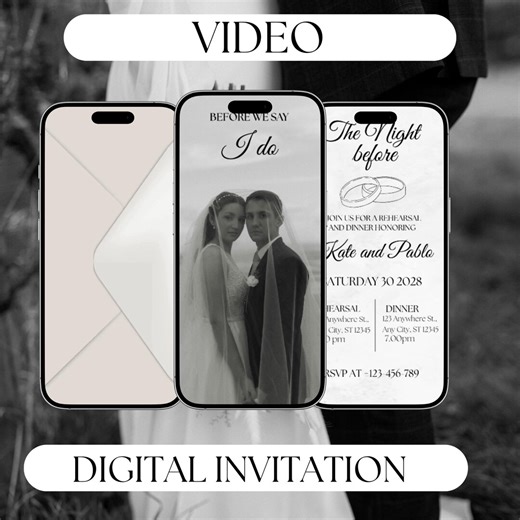 Digital Rehearsal Dinner Invitation Template, Minimalist Wedding Rehearsal Invite, the Night Before Wedding Invitation, Editable Template - Etsy