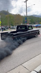 BigFive Farms Diesel C10 cruising at Southeastern Mini Truckin Nationals in Maggie Valley, North Carolina #mininats #baggedtrucks #baggedc10 #c10 #c10trucks #Dieseltrucks #acrophobia | Ben Miller