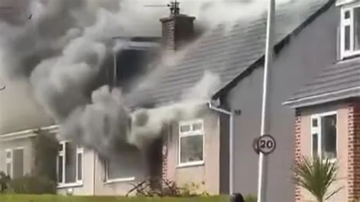 Moment devastating fire erupts at house on Scots street as smoke engulfs home