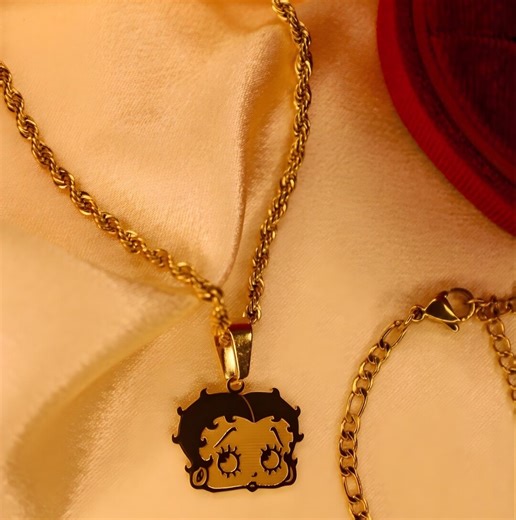 Cartoon Character Necklace Inspired by Betty Boop Pendant, Playful Vintage Stainless Steel Gift - Etsy