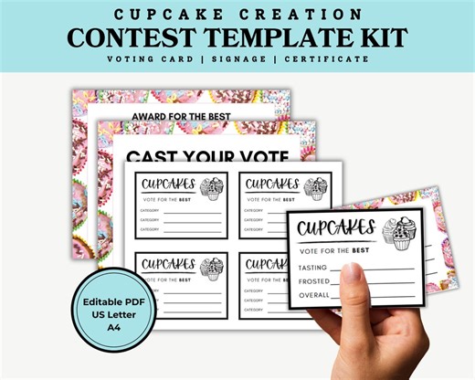 Cupcake Contest Printable Template Kit | Bake-off Ballots & Certificates | Cupcake Competition Voting Templates | Instant Download - Etsy