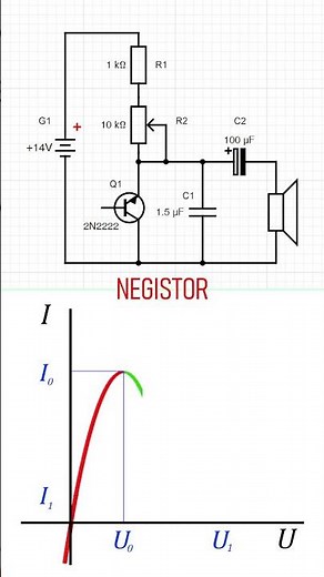 Oscillator using a single BJT transistor (Negistor).