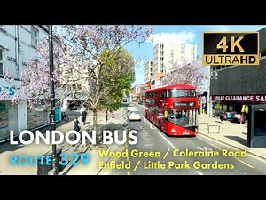 London Bus Ride, Route 329, Double Decker, 4K Virtual Tour.
