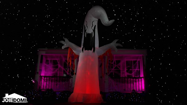 Joiedomi 12FT Tall Halloween Ghost Inflatable with Swirling Fire Light and Flaming Shreds, Blow Up Inflatable with Build-in LEDs for Halloween Party Indoor, Outdoor, Yard, Garden, Lawn Decorations