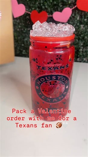 Handmade Creations by Maria 💕 on Instagram: "Pack a Valentine order with me for a Texans fan 🏈🤍 ASMR vibes only. There’s something so satisfying about wrapping a gift that’s made just for someone special. Houston Texans edition, Valentine ready. Taking Valentine orders now. DM me to order. #houstontexans #valentinesgift #asmrvibes #customgifts #texansfans"