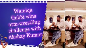 Wamiqa Gabbi beats Akshay Kumar in fun arm-wrestling match during 'Bhooth Bangla' promotions