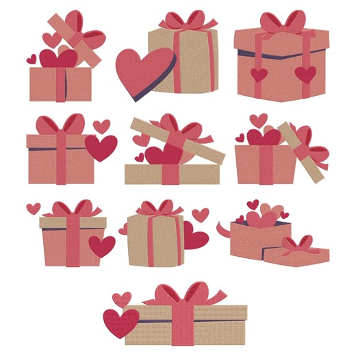 Valentine Gift Box Embroidery Design, Valentine Gift Box Love Machine Embroidery File, 10 Design, 9 Size, Instant Download - Etsy