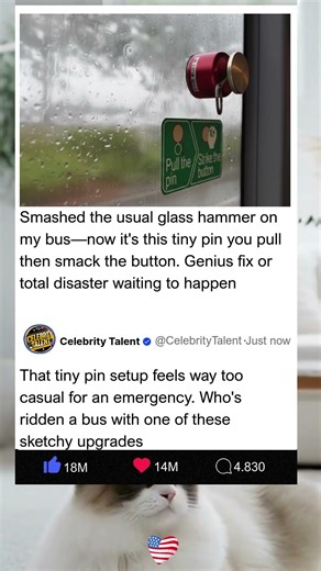 Bus Emergency Hammer Replaced by Tiny Pull Pin – Clever or Sketchy?