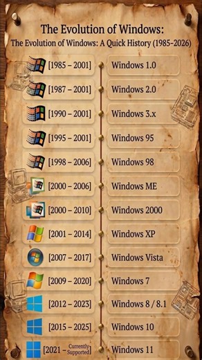 The Evolution of Windows (1985 - 2026) 💻 Which one did you use?