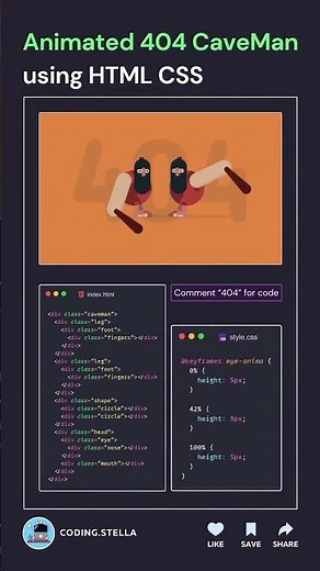 Animated 404 Page Not Found using HTML, CSS and JavaScript