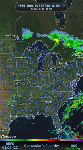 he Big Picture We are watching a storm system move from the center of the country toward the East Coast. While the beginning of the week is quiet, things get active starting Wednesday. The Timeline • Mon – Tue (March 9-10): Mostly just some scattered rain showers across the South and Gulf Coast. No major severe weather is expected yet. • Wednesday (March 11): The storm picks up steam. Heavy rain and thunderstorms will develop over the Great Lakes and the Midwest. By the evening, we’ll start seei
