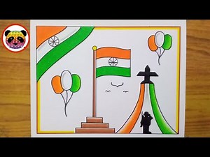 Independence Day Drawing Easy Steps / Independence Day Drawing For Beginners / Independence Day