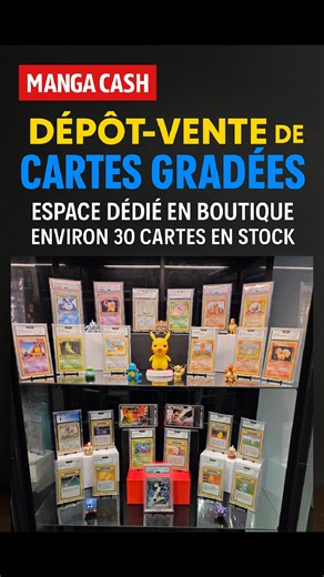 📦 Nouveau chez Manga Cash : le dépôt-vente de cartes Pokémon gradées ! Un espace dédié vient d’être installé en boutique… et il est déjà bien rempli 🤝 🟡 Environ 30 cartes gradées sont disponibles 🔵 Cartes vintage, récentes, premières éditions… selon les arrivages 🔴 Possibilité de déposer vos cartes pour les vendre au prix juste Votre collection mérite une vraie mise en valeur. Découvrez notre vitrine spéciale en magasin 👇 📍 Rue de la Station 64, Ans 💻 mangacash.be #mangacash #pokemon #tc
