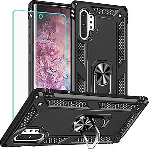 Amazon.com: for Samsung Galaxy Note 10 Plus Case with Screen Protector:[Military Grade Drop Tested] Ring Holder Kickstand Shockproof Anti-Slip Protective Phone Case for Note 10 Plus 6.8- Black : Cell Phones & Accessories