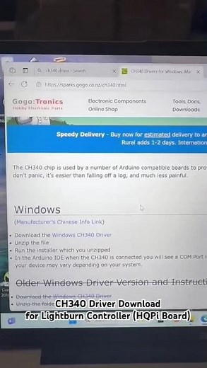 CH340 Driver Download for Lightburn Laser Cutter if cannot detect machine using device manager