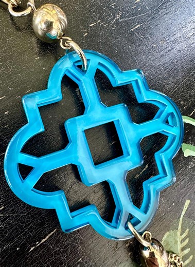 Vintage BAKELITE Long NECKLACE Fine Jewelry Cross Celtic Style Golden Chain Tassel Collectable Blue Doble Sided Glossy Matte Openstudiobeads - Etsy