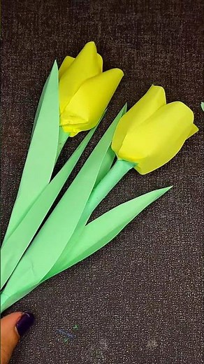How I Make Tulip Flower🌷✨️/ from tissue paper/ paper flower making/ no crepe paper #craft #diy