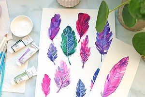 Watercolor Feathers- How to paint them - Natalie Malan %DIY How to