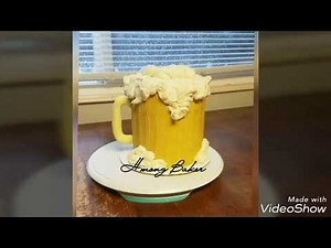 Easy Beer Mug Cake. Cake decorating